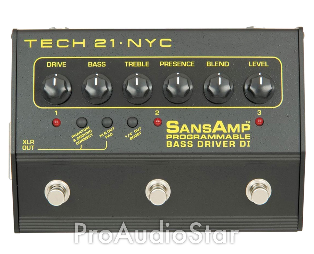 Tech 21 SansAmp Programmable Bass Driver DI Pre-Amp Pedal - Open